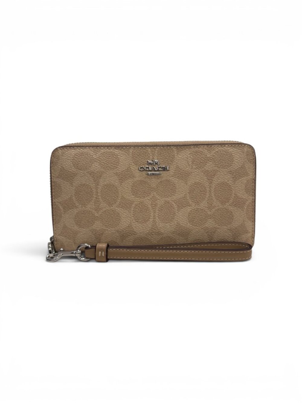NWT Coach Long Zip Around Wallet CW778 Signature Canvas,Sand/Taupe